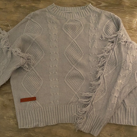 Simply Southern Sweaters - Simply Southern Light Gray Cable Knit Sweater